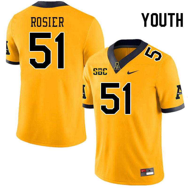 Youth #51 Anthony Rosier Appalachian State Mountaineers College Football Jerseys Stitched-Gold